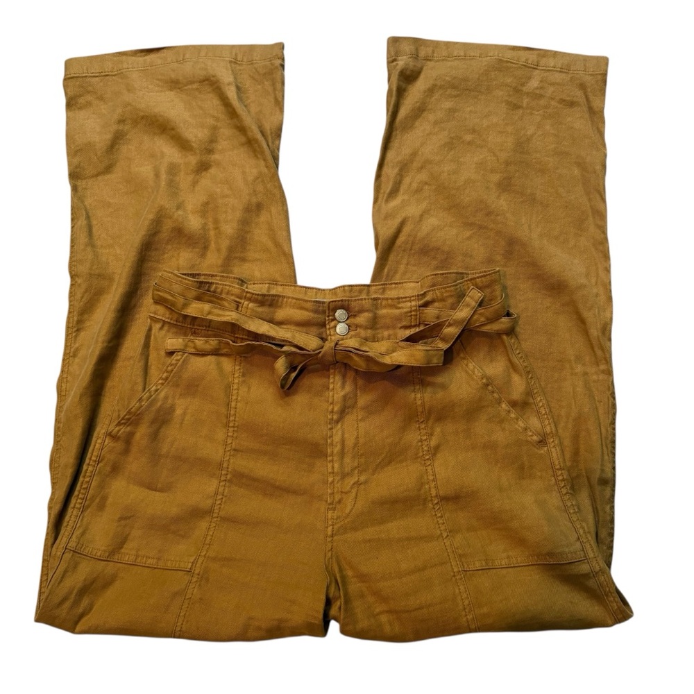 HUDSON (Anthropologie) Tie Waist Wide Leg Trouser in Desert Sand, Sz 32 - Picture 6 of 14
